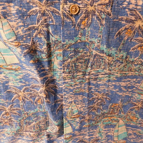 IZOD Saltwater Men's Shirt Dockside Chambray Sailboat Print Size Small NEW - Picture 2 of 5